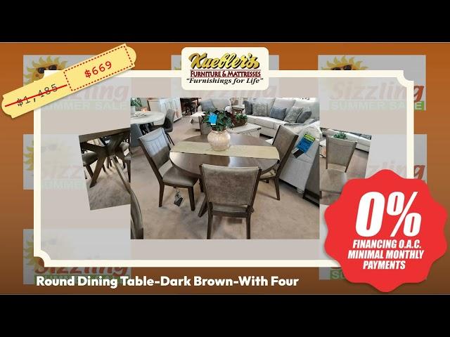 Round Dining Table-Dark Brown-With Four Microfiber Upholstered Side Chai... - Come See It in Person