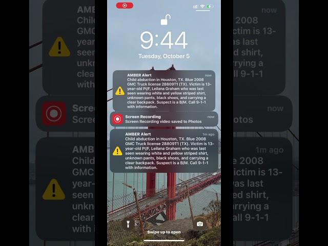 Texas amber alert  on phone 