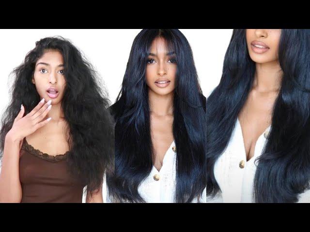 BLOWOUT ON NATURAL HAIR | curly to straight tutorial using revlon (beginner friendly!)