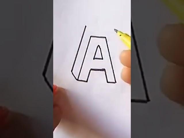 easy 3d A#drawing #creativity #shorts