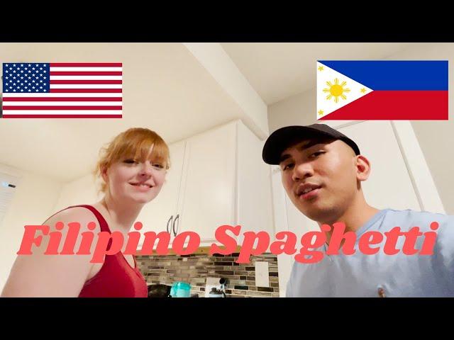 My American Girlfriend Cooks Filipino Spaghetti! (JOLLIBEE!)| Filipino x American Couple 