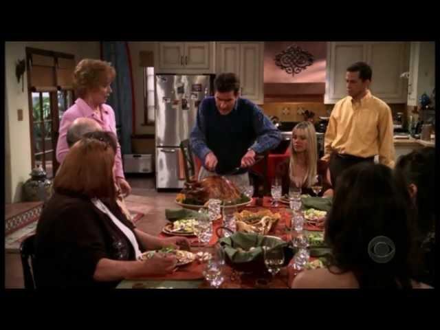 Two and a Half Men - Charlie Carves the Turkey [HD]