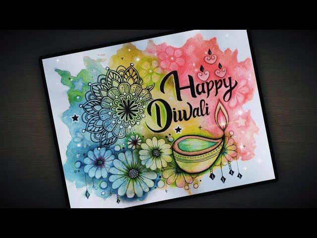 Happy Diwali Mandala art|Diwali  Mandala art Watercolor|How to draw mandala @VennilaYLCreations