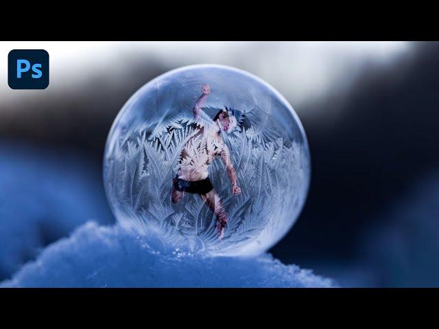 Man Trapped in Ice Ball Photo Manipulation in Photoshop | FREE PSD DOWNLOAD