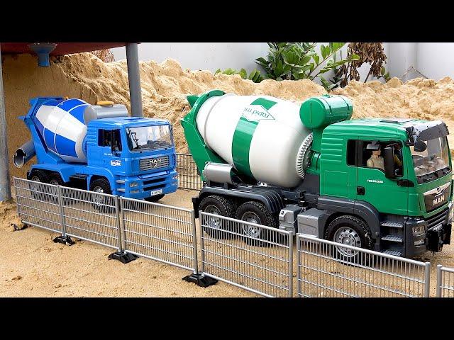 Road construction with Concrete Mixer Truck toys