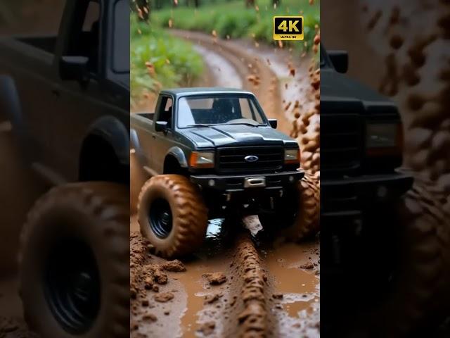 Black DIY RC Truck Annihilates Mud Trail! Epic Mudding Action in 4K #RCTrucks