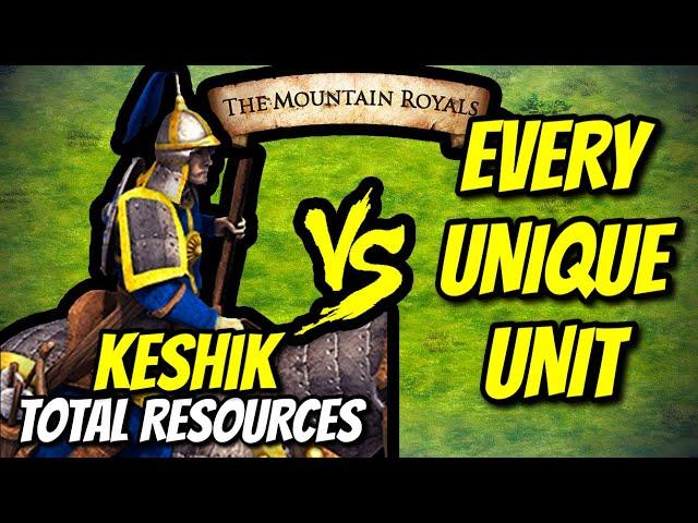 ELITE KESHIK vs EVERY UNIQUE UNIT (Total Resources) | AoE II: DE