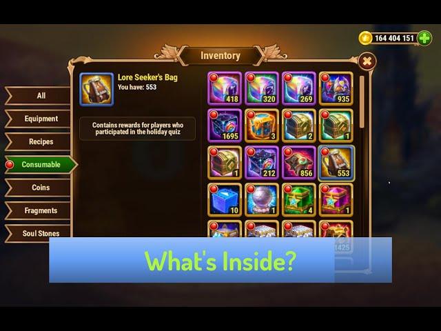 Hero Wars — Opening Up My Lore Seeker's Bags