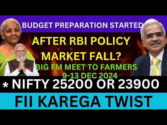 9-13 DEC 2024 NEXT WEEK MARKET NIFTY 25200?AFTER RBI POLICY BUDGET STOCKS MOVE HOGE?  NEW IPO