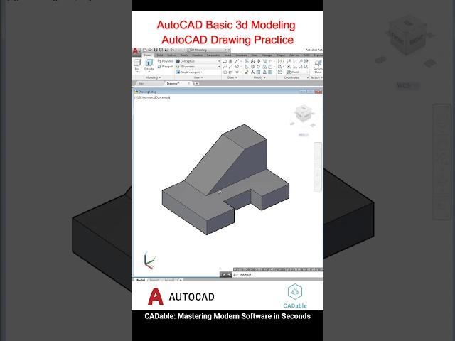 AutoCAD Basic 3D Modeling - AutoCAD Drawing Practice #AutoCADDrawingPractice #CADable #autocad3d