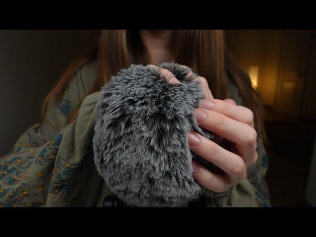 ASMR Fluffy Mic Scratching with Mic Blowing for Sleep (Face Brushing, Rain, No Talking, 3 Hours)