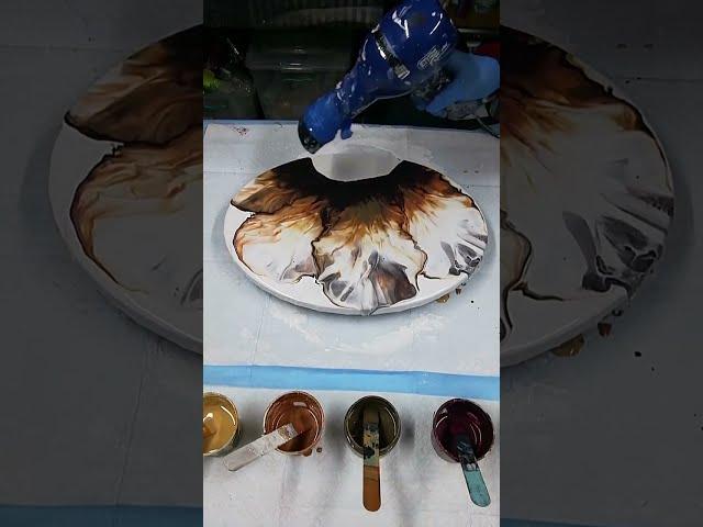 Sunflower Dutch Pour  Fluid Art  Acrylic Paint Pouring