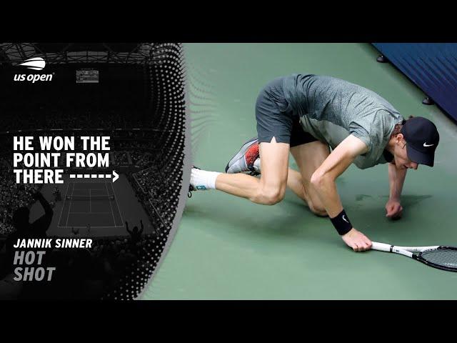 Jannik Sinner Wins UNBELIEVABLE Point After Falling Over! | 2024 US Open