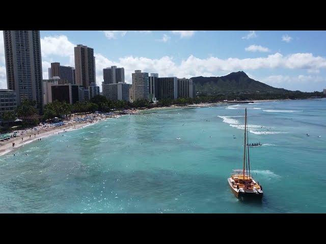 Oahu,  April 2023 ~ drone footage Waikiki 4K