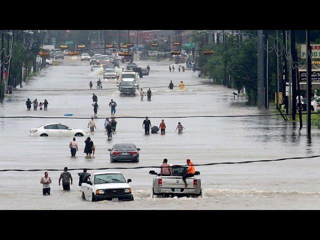 US - Tropical Storm Harvey’s deluge drives people to rooftops in Houston