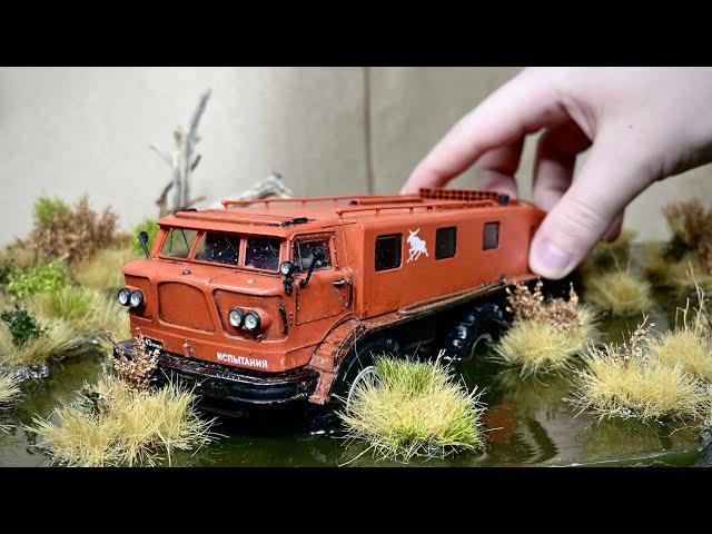 DIORAMA with VEHICLE ZIL 167 - All-terrain vehicle in the Swamp