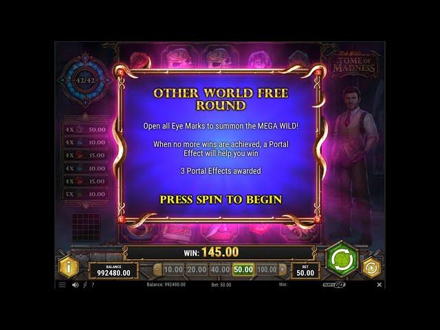 Rich Wilde and the Tome Of Madness Bonus Feature (MEGA  WIN) (Play'n Go)