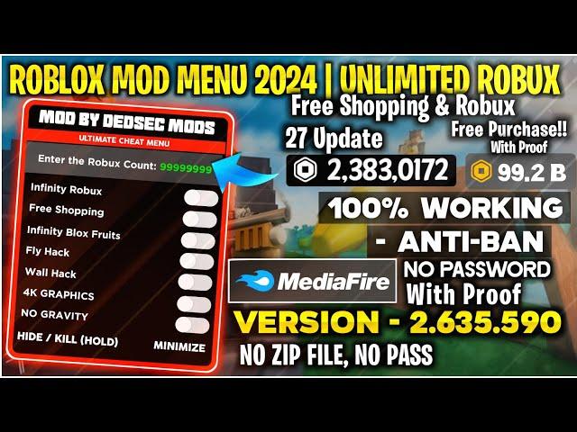 Roblox mod menu 2.635.590 Free robux and shopping | Fly, Speed & Unlimited Robux (2024)