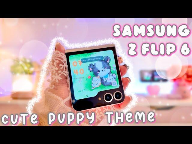 ⋆˙ CUTE GREEN PUPPY THEME  | Z FLIP 6 | samsung cute themes ⋆˙