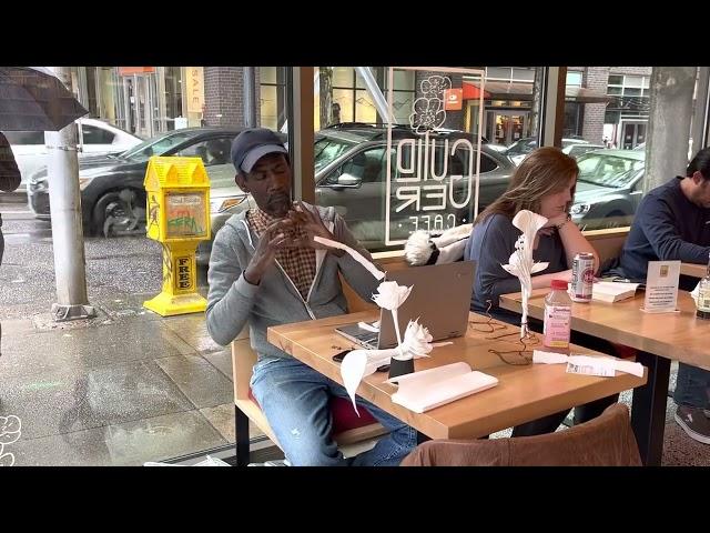 Magic Napkin Man (Powell’s Bookstore in Portland, Oregon)