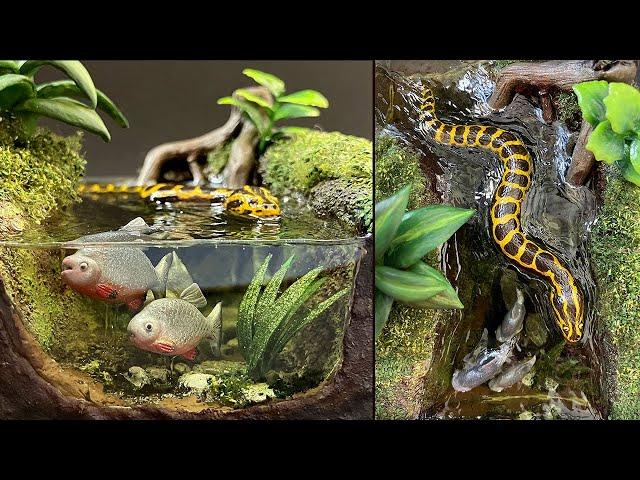 How to Make a River Diorama / Epoxy Resin / Yellow Anaconda Snake & Pacu Fish