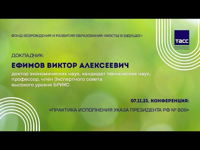 Выступление ЕФИМОВА В.А. на Конференции "Практика содействия исполнению Указа №809" (07.11.2023)