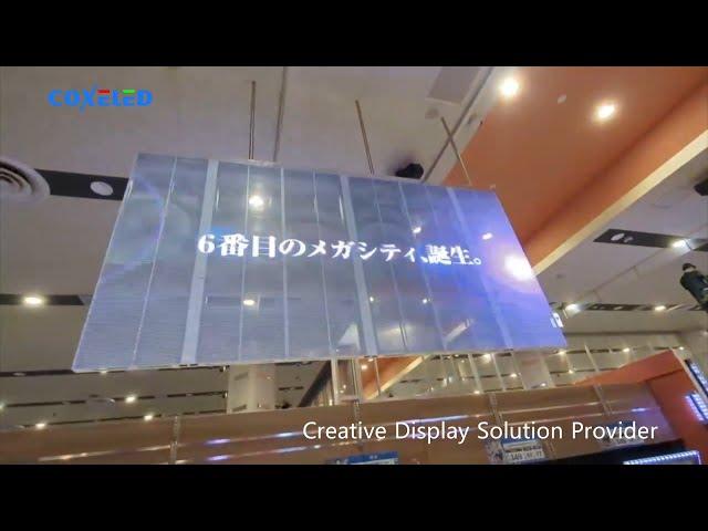 Ultra-thin & super light weight double side transparent led screen installed at Japan's Casino