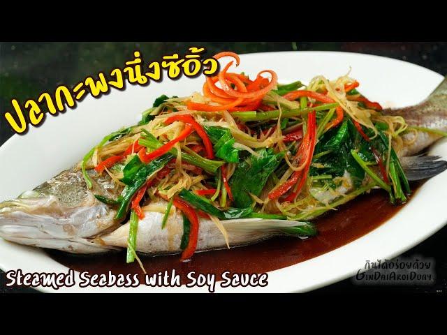 Steamed Seabass with Soy Sauce - ปลากะพงนึ่งซีอิ้ว l GinDaiAroiDuay