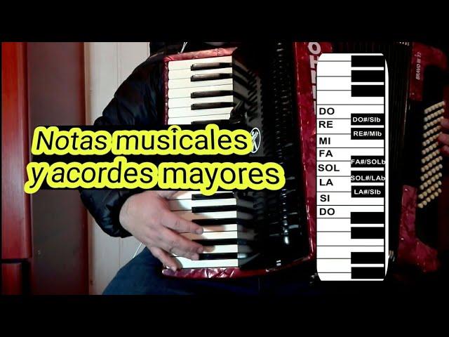 Clases de Acordeón "Notas musicales y acordes mayores" tutorial básico