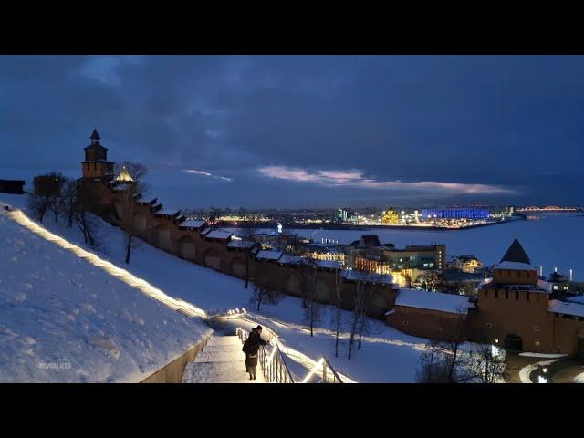 Relaxing walk through the Nizhny Novgorod Kremlin,Russia//Walk through the area with beautiful views