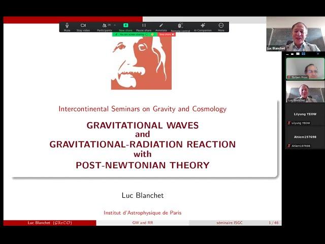 ISGC 240911 talk by Prof. Luc Blanchet - Institut d'Astrophysique de Paris