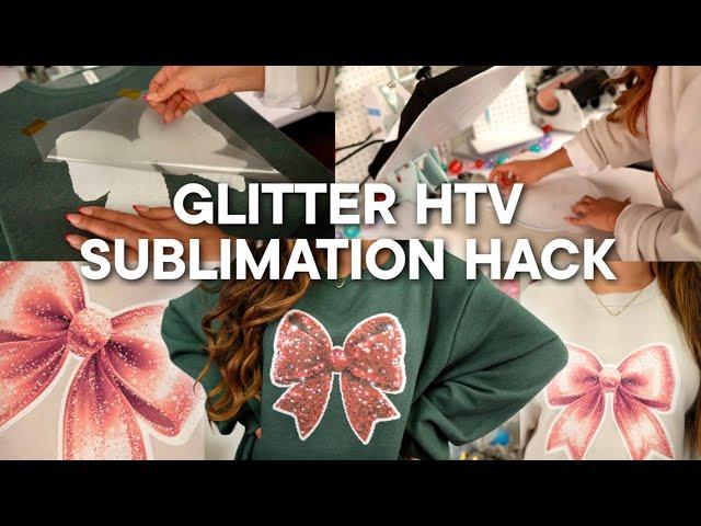 GLITTER IRON ON VINYL SUBLIMATION HACK! (works on dark cotton fabric) | Easy Step by Step Tutorial 