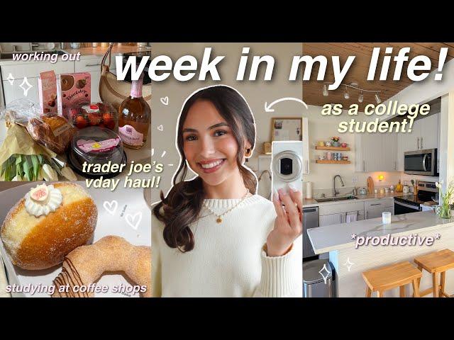 COLLEGE WEEK IN MY LIFE VLOG!  *productive + realistic* grocery shopping, studying, cleaning, etc!