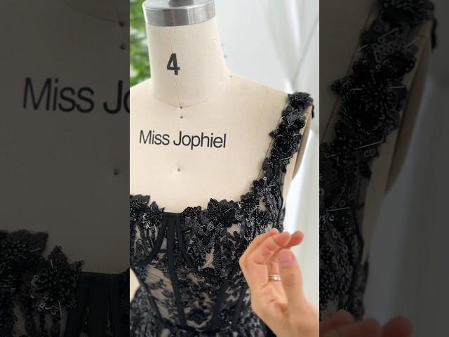 Making a corset beaded embroidery long black dress #prom #sewing #fashion #promdress #dress #gown