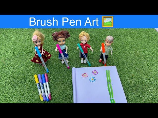 Brush pen Art with Bunty and friends #chintuvideo #classicminifood #chintu #brushpen