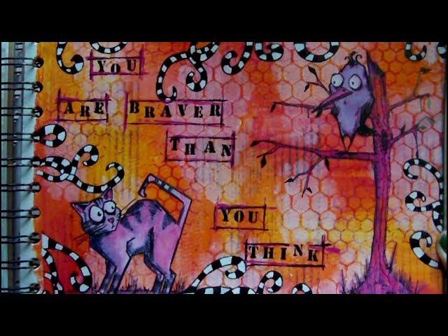 Mixed Media Art Journal Page - Braver Than You Think - Art Journaling