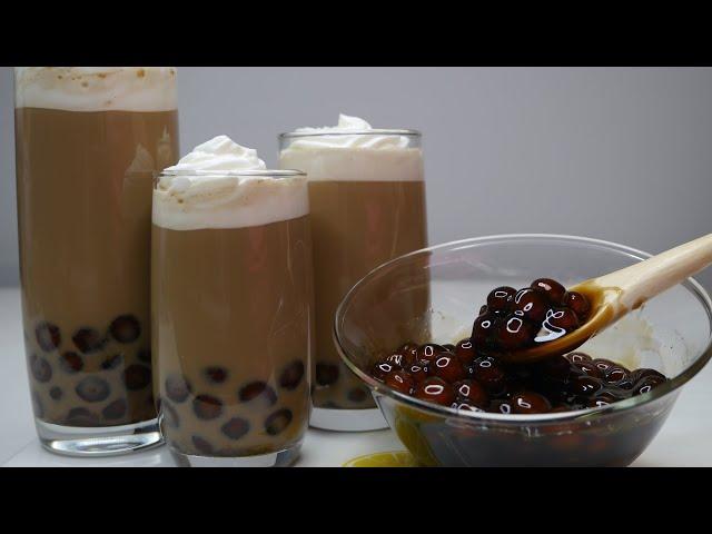 Brown Sugar Tapioca Pearl Milk Tea From Scratch | Boba Milk Tea 　タピオカ　ミルクティー（黒糖）の作り方