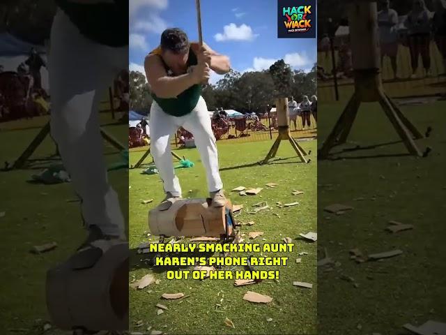 This Aussie Axeman Just Went Full Beast Mode  #FunnyShorts #WoodChopping #AussieHumor