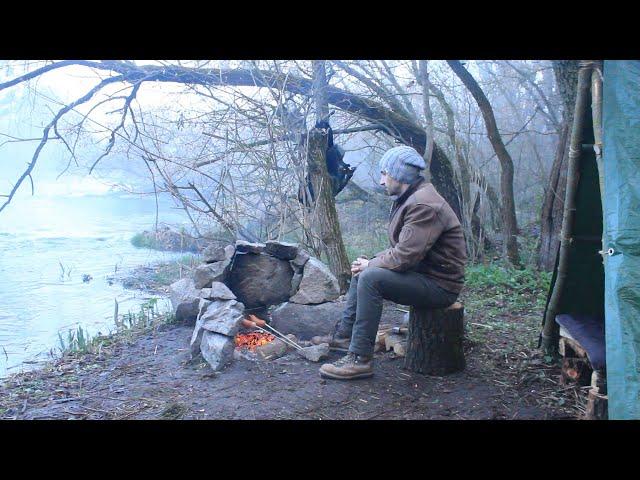 Bushcraft Camp, Catch and Cook, Overnight in a Tarp Shelter