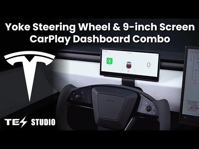 tesstudio Cybertruck Yoke Steering Wheel and Carplay Dashboard Screen C9 9 in Touch Screen Combo