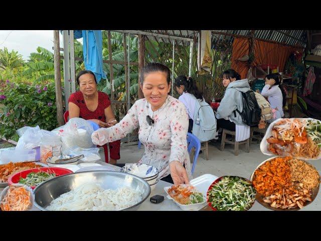 Bánh Tằm Bì Nước Cốt Dừa Tôm Thịt Món Ăn Sáng Ở Vùng Quê/Tập 653