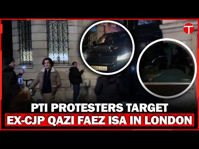 PTI Activists Protest Against Former CJP Qazi Faez Isa in London | The Express Tribune