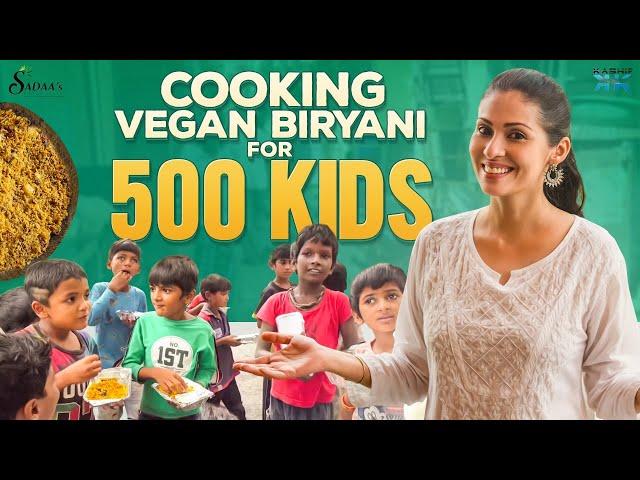 COOKING VEGAN BIRYANI for 500 Kids  || EID Celebrations || Sadaa's Green Life