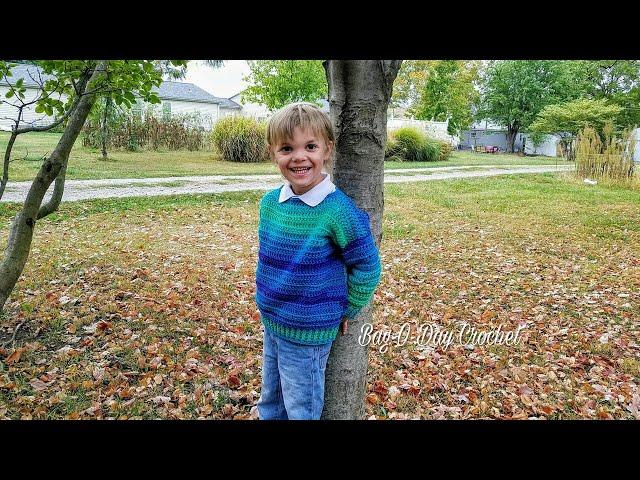 How To Crochet Eli's Striped Sweater Boys Sizes 4/5 and 6/7 Crochet sweater Tutorial #423