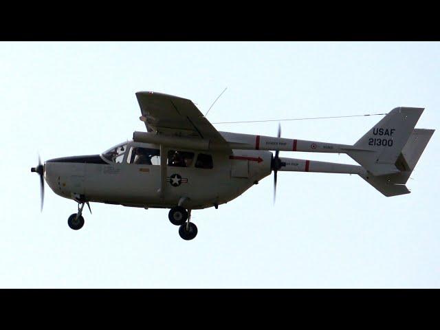 4Kᵁᴴᴰ Cessna O-2A Skymaster + P-51D Mustang Takeoff Departure @ Volkel Air Base Netherlands