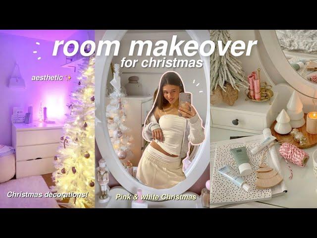 CHRISTMAS ROOM MAKEOVER ️ decorating for Christmas + aesthetic room tour!