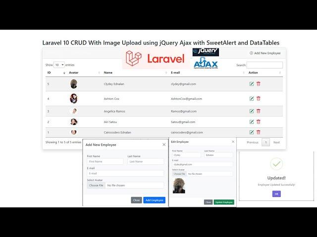 Laravel 10 CRUD With Image Upload using jQuery Ajax with SweetAlert and DataTables