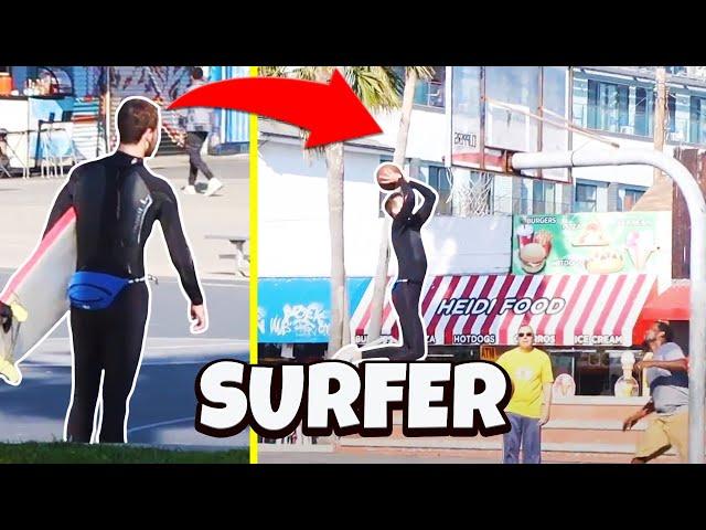 SURFER PRANKS HOOPERS AT VENICE BEACH!