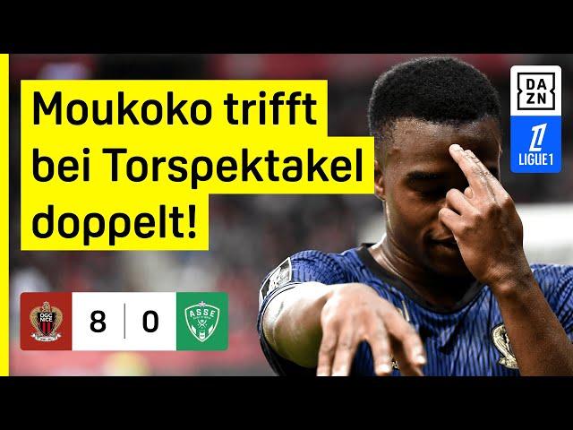 Moukoko trifft bei Startelf-Debüt und Torfestival: Nizza - St. Etienne | Ligue 1 | DAZN