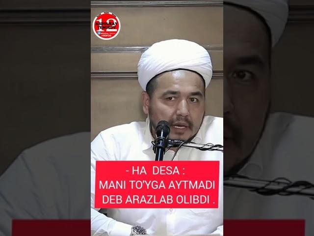 Shukurullo Domla - Ha desa Meni To'yga aytmadi deb Arazlab olibdi  / TEM1212